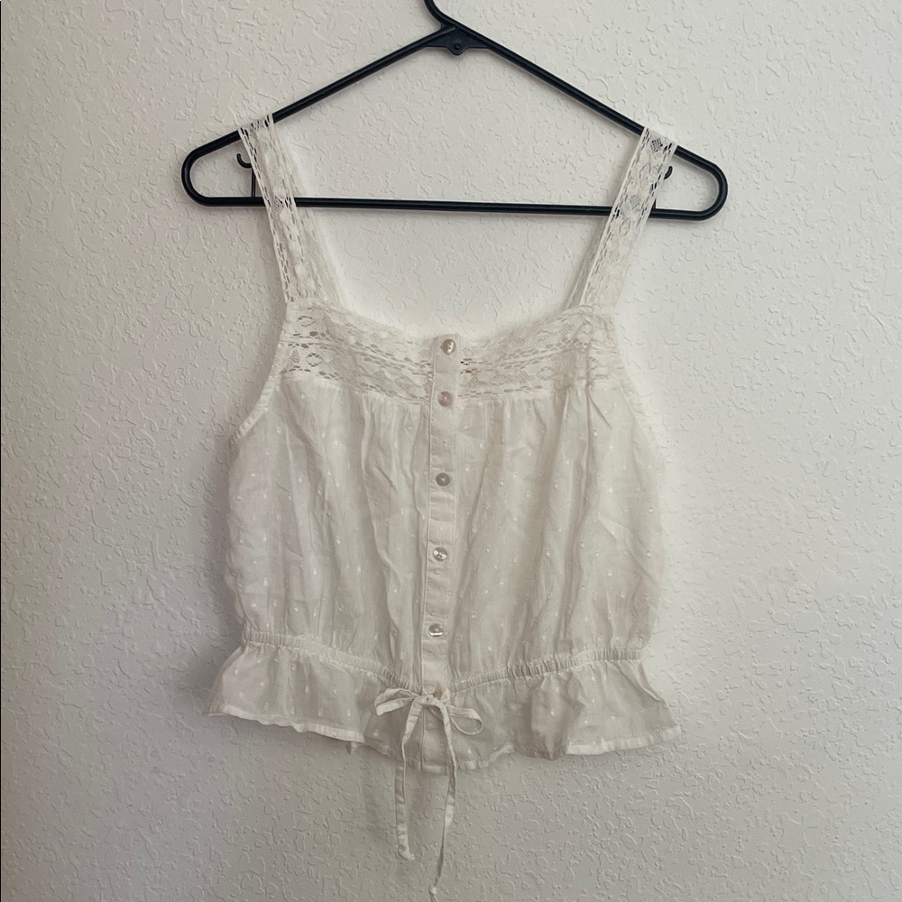 Chic White Lace Button-Down Women's Blouse